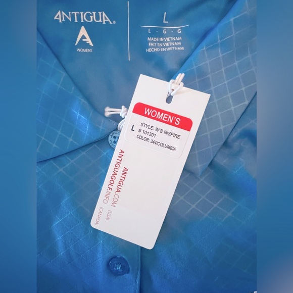 ANTIGUA GOLF Women’s INSPIRE short sleeve polo in Columbia Blue, Size M, NWT - Picture 5 of 10